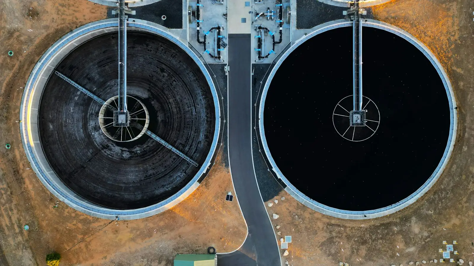 Wastewater treatment plant from above